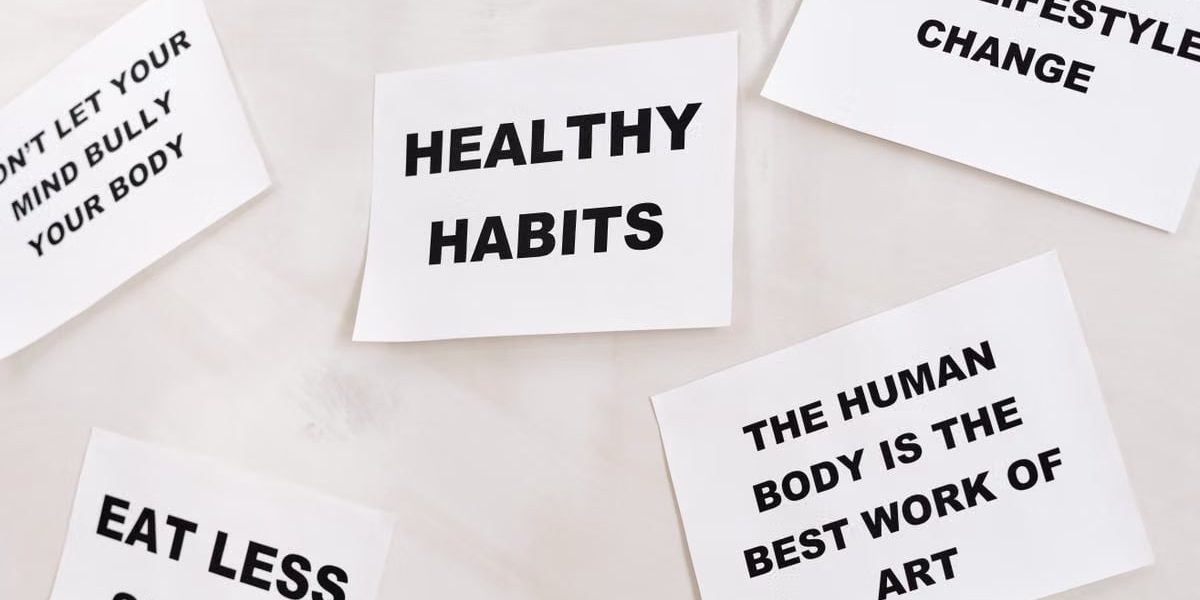Motivational cards promoting healthy habits and positive thinking for lifestyle change.
