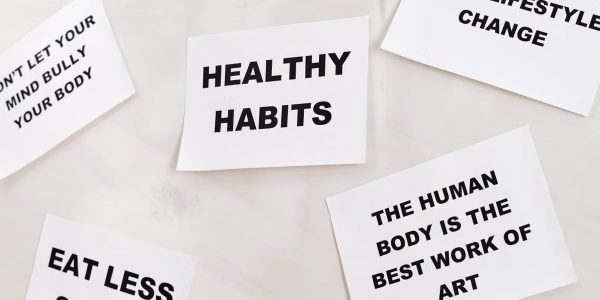 Motivational cards promoting healthy habits and positive thinking for lifestyle change.